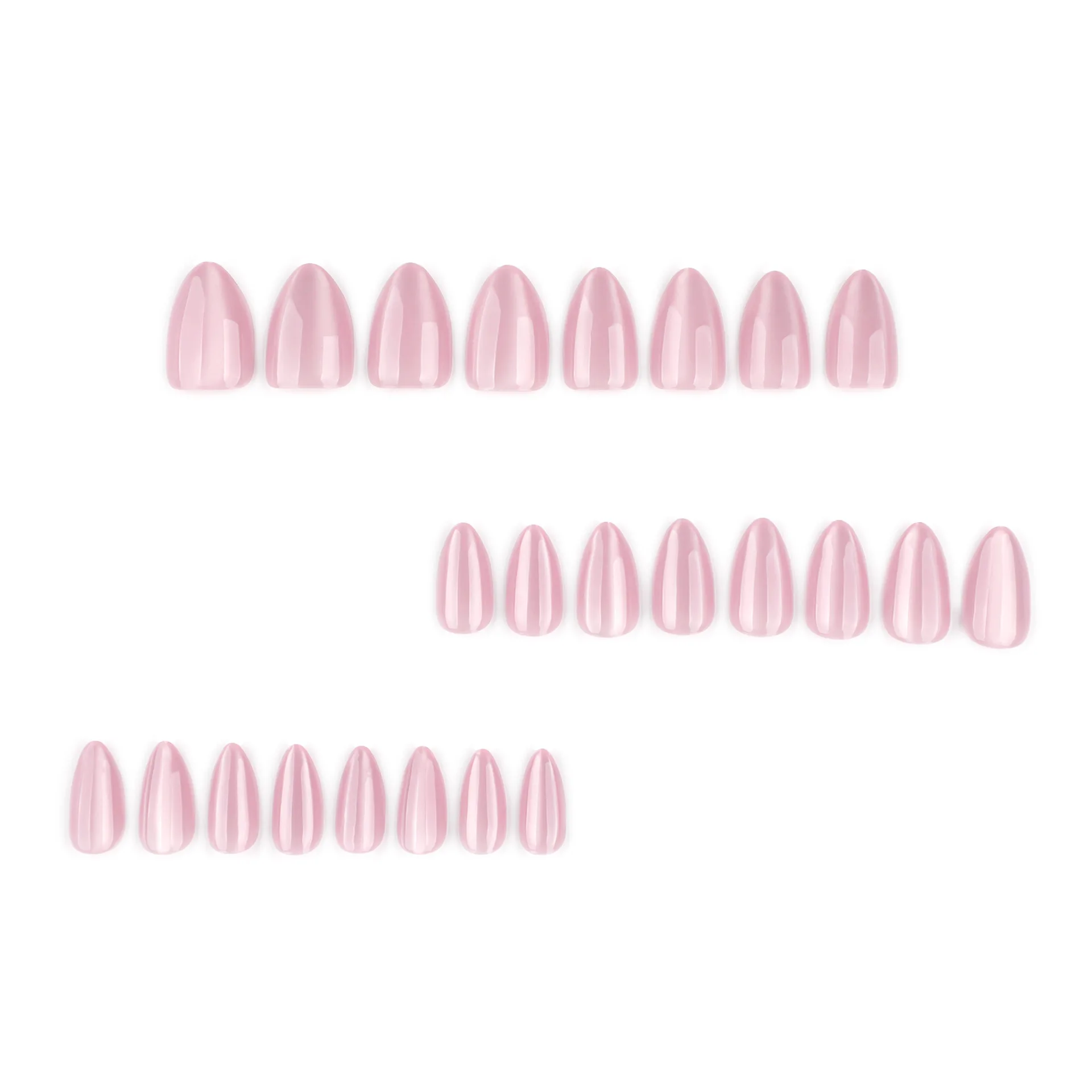 24 szt. Proste, błyszczące, różowe sztuczne paznokcie kocie oko, urocze krótkie paznokcie w kształcie migdała do wciskania, odłączane, koreańskie, brokatowe tipsy.