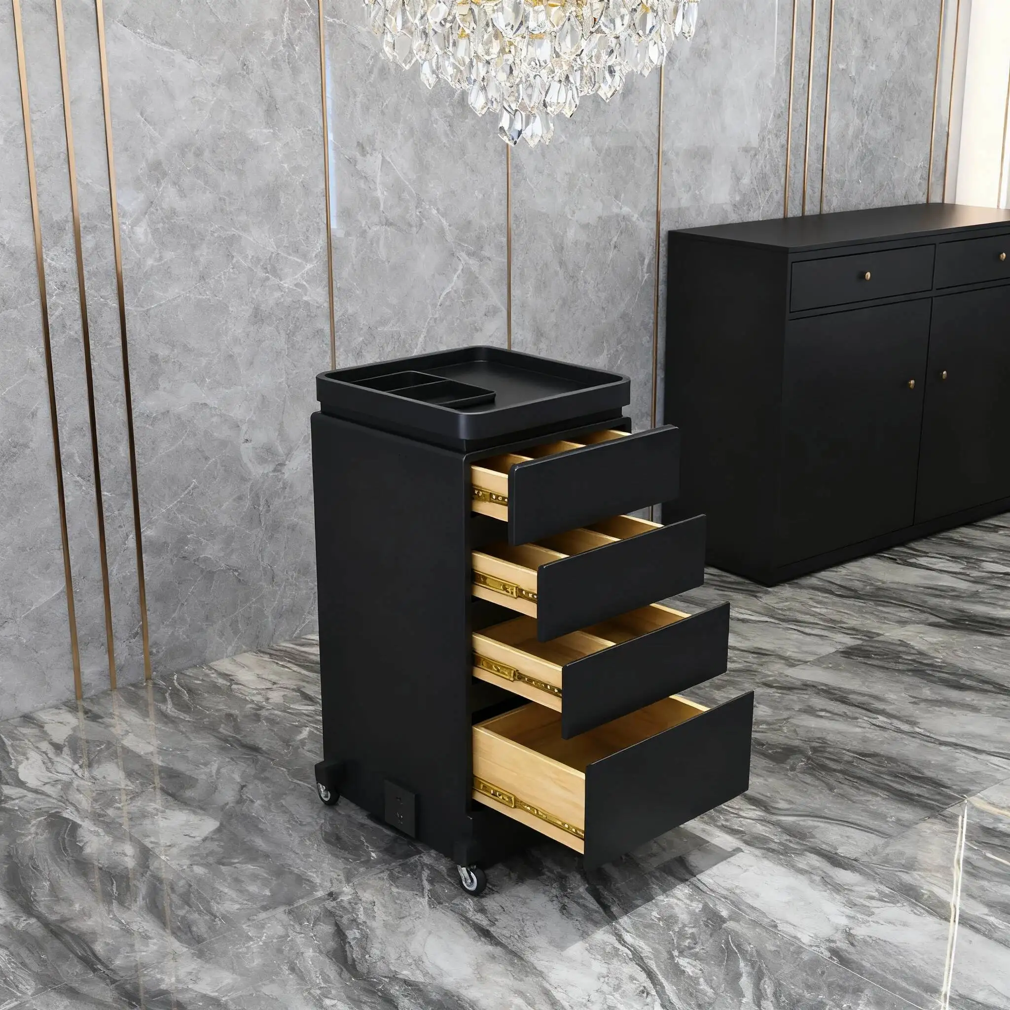 Makeup Professional Box Hairdresser Salon Cart Auxiliary Trolleys Beauty Trolley Station Tool Table Pedicure Aesthetic Furniture