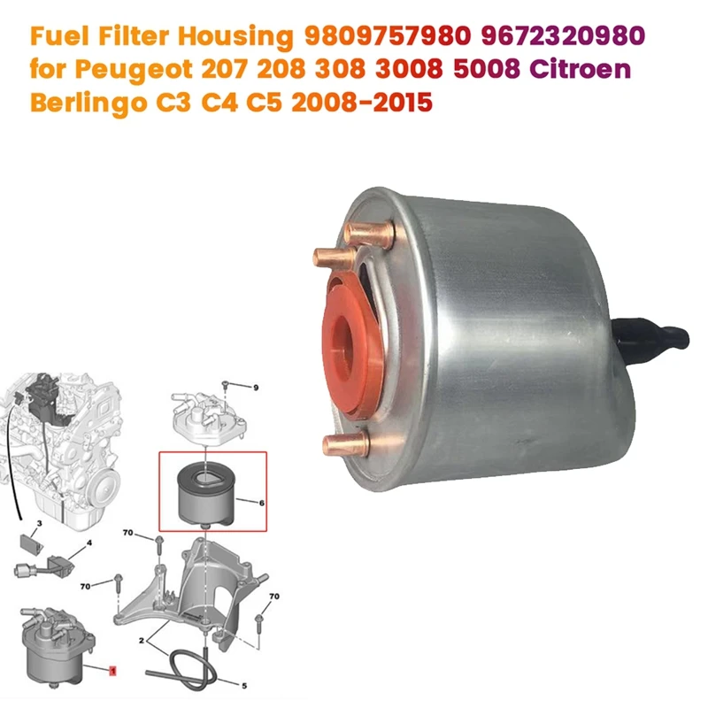 Diesel Fuel Filter Housing 9809757980 9672320980 For Peugeot 207 208 308 3008 5008 Citroen Berlingo C3 C4 C5 2008-2015