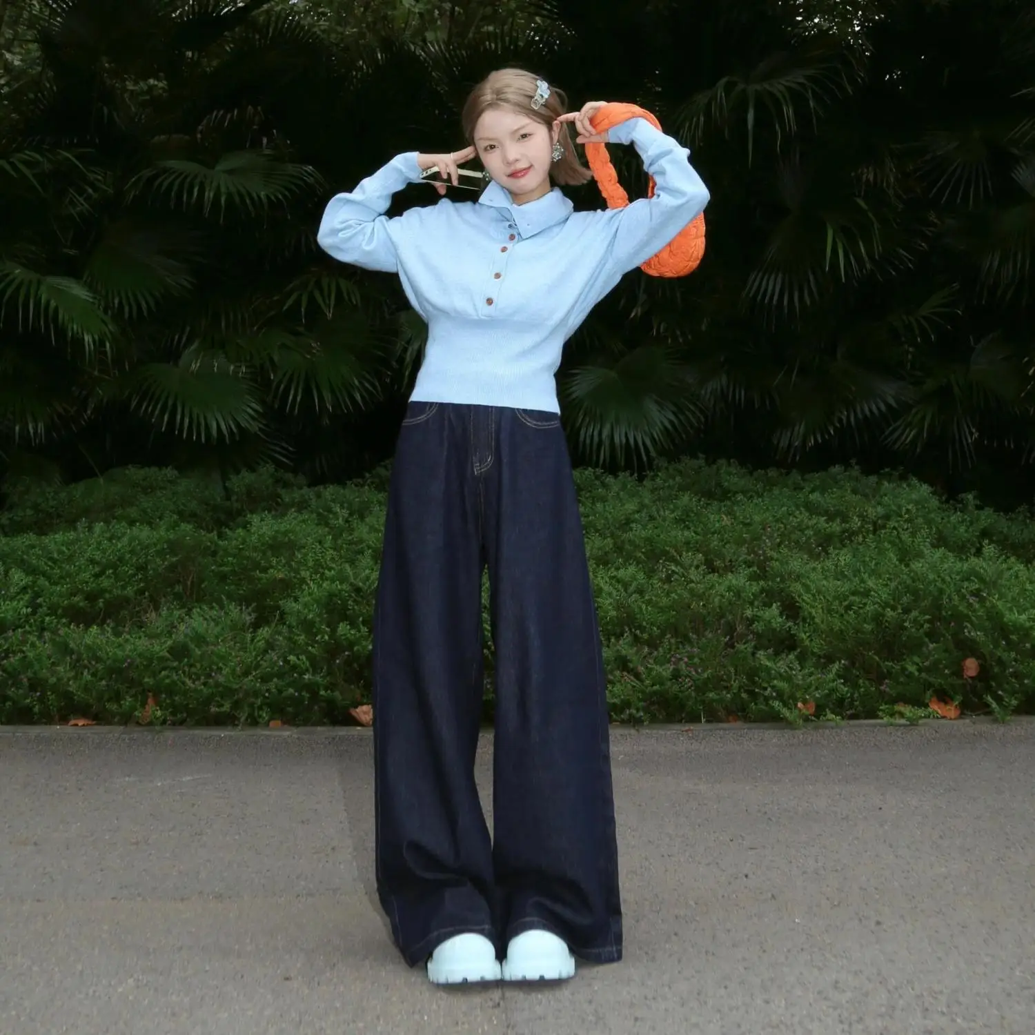 High Waist Wide Leg Blue Jeans Women's Autumn Winter New Sle Loose Drapey Floor-Length Straight Cut Retro Commute Pants