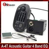 Preamplificador de guitarra acústica EQ ovalado de 4 bandas A-4T con sintonizador de procedimiento Digital redondo 98x44,5mm ecualizador pastilla de guitarra aceite de goma