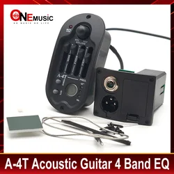 A-4T Oval 4 Band EQ Acoustic Guitar Preamp with Round Digital Procedding Tuner 98x44.5mm Equalizer Guitar Pickup Rubber Oil