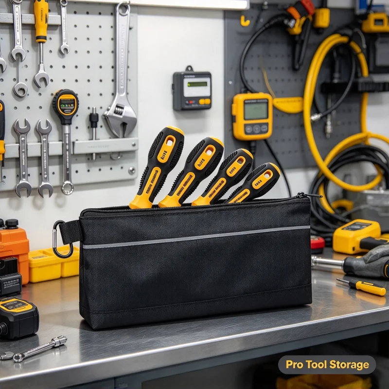 Black Waterproof Zipper Tool Storage Bags Small Tool Organizer Pouches Multi-Purpose Portable Hardware Tool Case Heavy Duty Tool Pouch for Home Repair Outdoor Camping Travel Tools Storage Essentials (3pcs)
