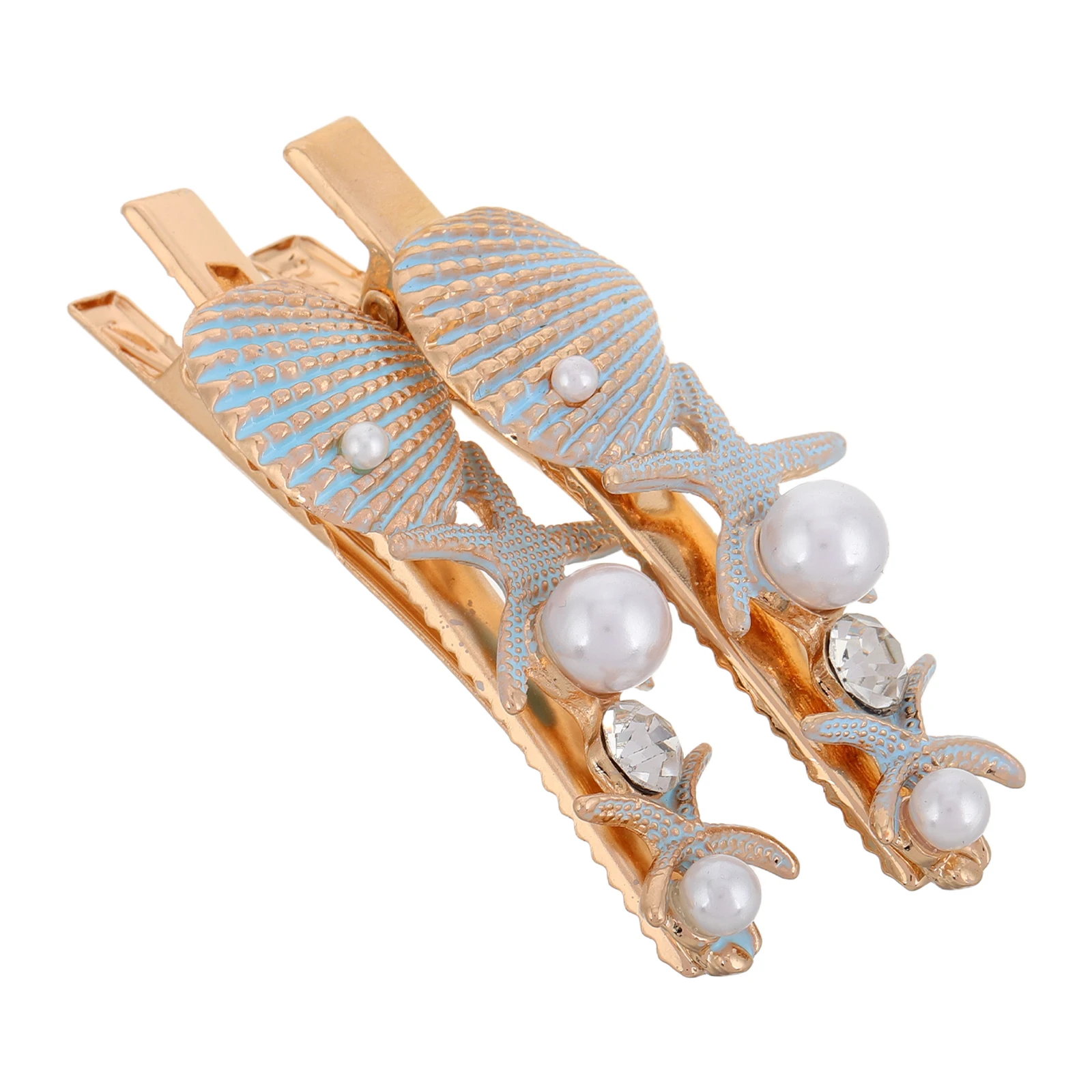 

2 pcs Clips Seashell Accessories Durable Zinc Ponytail Barrettes Korean Hair Accessories Sky Blue Color