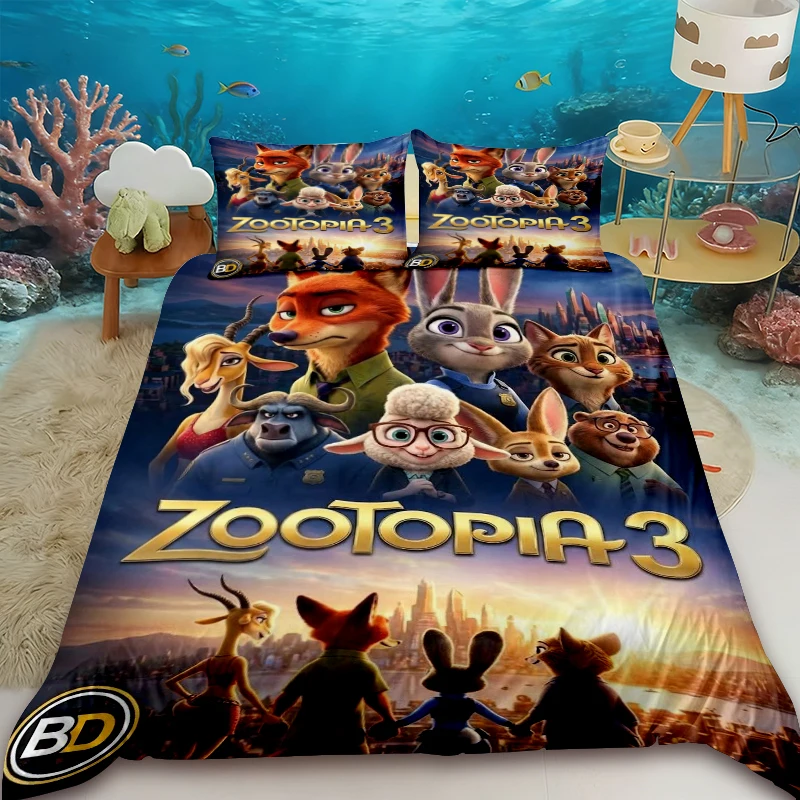 

Anime Zootopia Kids Duvet Cover Judy Nick Bedding Set with 2 Pillowcase Skin-friendly Children Bedroom Dormitory Gifts
