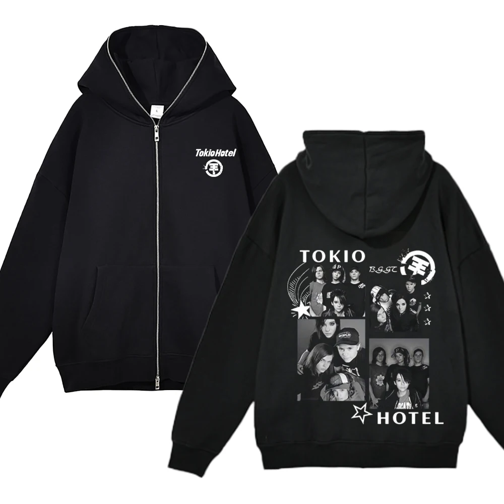 Tokio Hotel Jacket Bill Kaulitz Hoodie Rock Band Sweatshirts Y2k Full Zip Jacket Fashion Hip Hop Men's Clothing Kaulitz 89 Coat