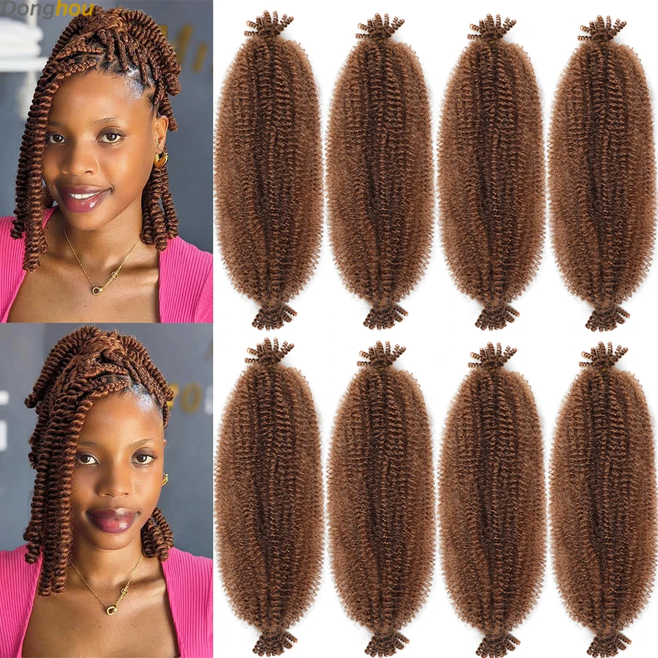 

1-8 Packs Sringy Afro Twist Braiding Hair Dark Brown 12 16inch Pre-Separated Marley Twist Braiding Hair for Distressed Faux Locs