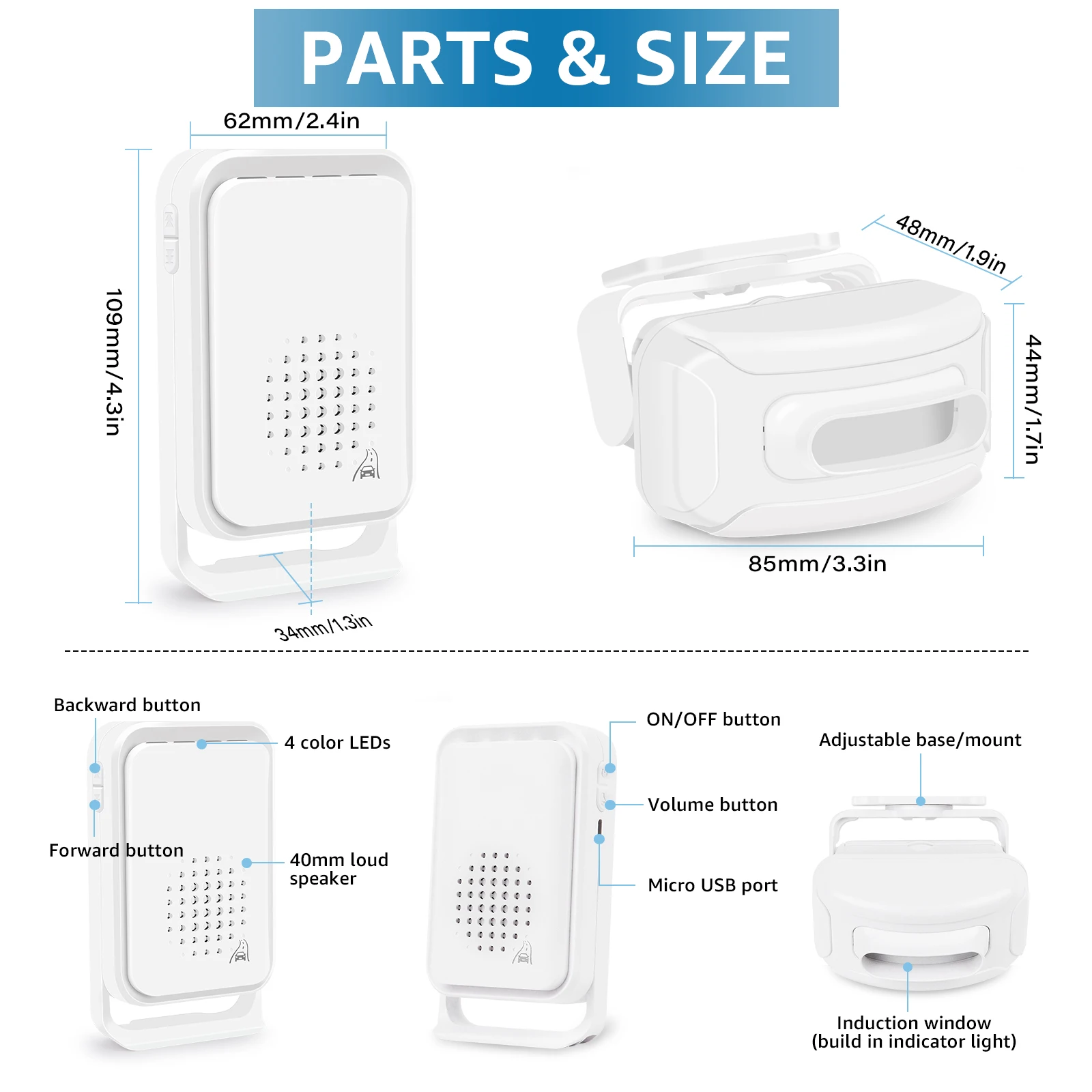 IP64 Waterproof Wireless Sensor Alarm IR Sensor Detect Welcome Chime for Shop Entry Garage Home Security Protection