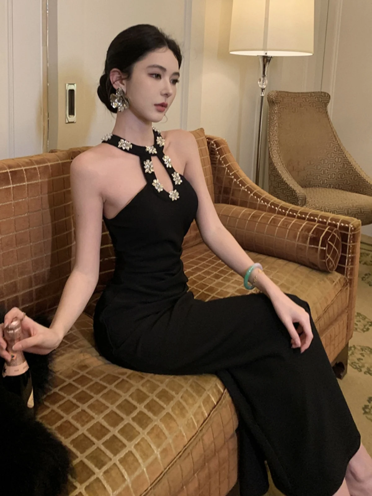 

Элегантное летнее платье-боди с вырезами на плечах в стиле Sexy Sister, облегающее, с завязками на шее, из хлопка, для женщин, класса люкс