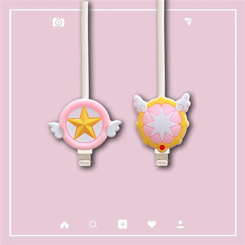 Sanrio HelloKitty Mymelody Kuromi Purin Cinnamoroll MaruData Cable protector manga Anti-rotura Apple Android Cable de carga