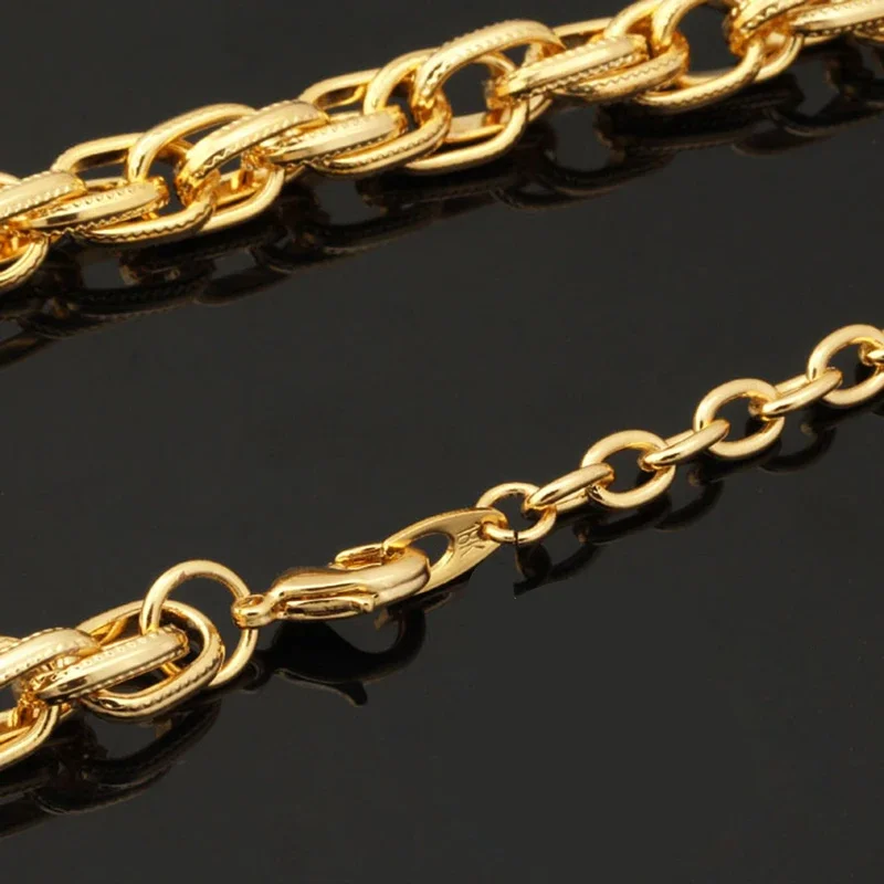 U7 Gold Color Fashion Jewelry Wholesale Trendy Unique 1 CM Wide 2 Sizes Link Chain Necklace Men Jewelry  N332 QC24