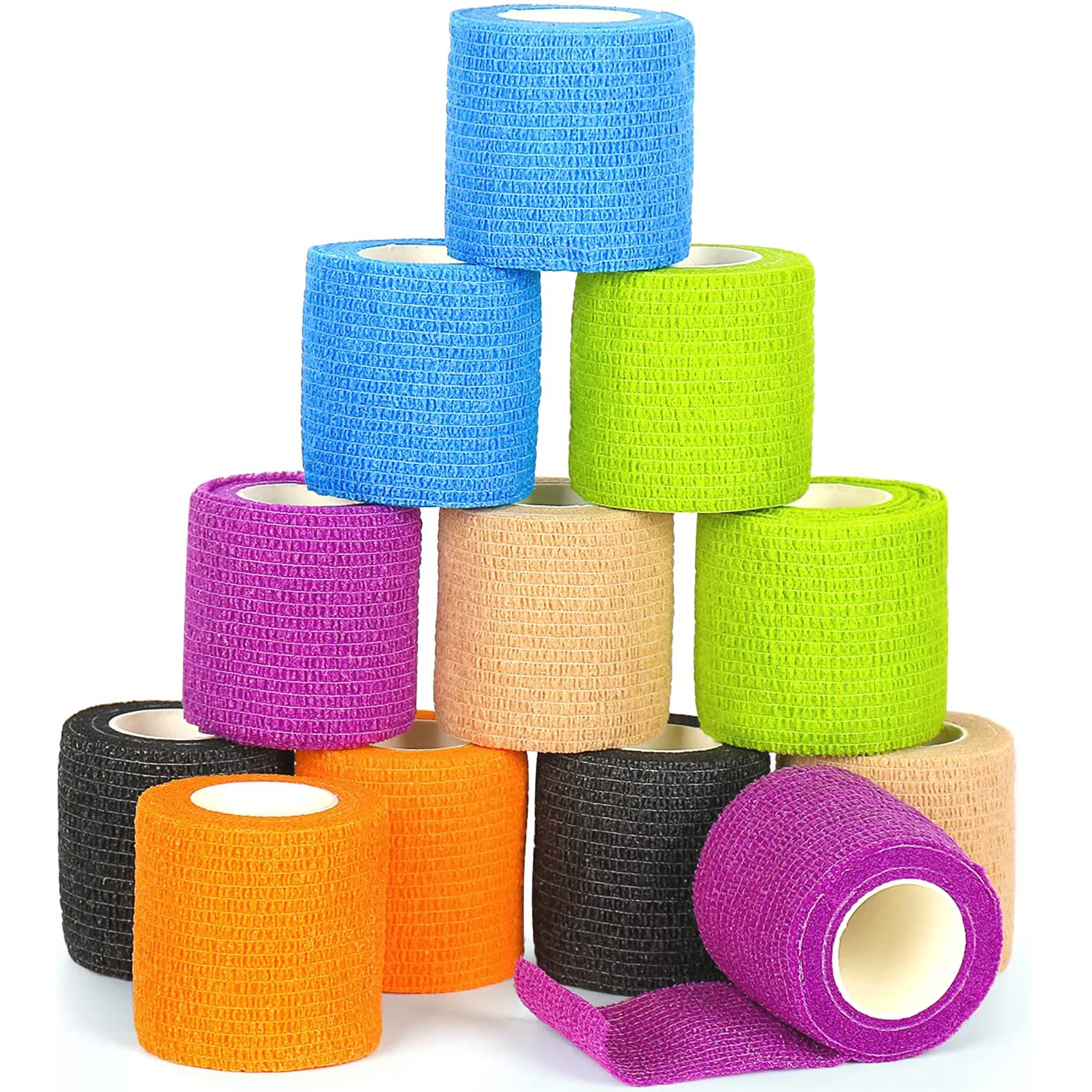 

12 Roll Cohesive Bandage Tape Vet Wrap Self Adherent Wrap for Medical First Aid Sports Injury, Wrist, Ankle Sprains and Swelling