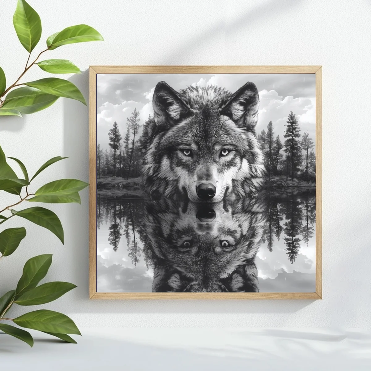 40x40cm/15.7x15.7-Inch DIY Cross-Stitch Kit Unframed Cool Wolf Design Crosswords Tool Set for Home Decor And Crafting