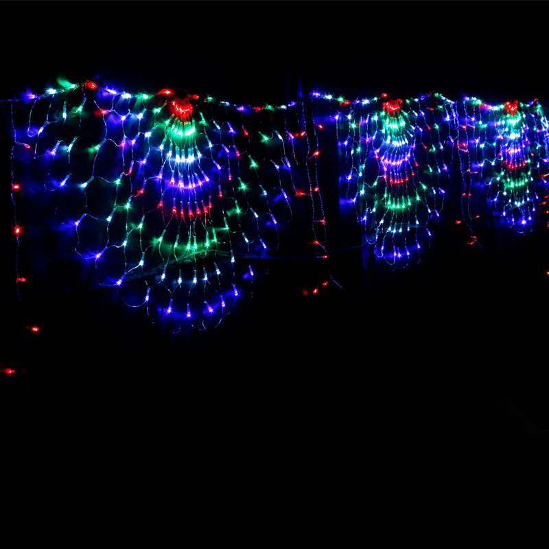 50Pcs Creative Christmas Decoration Peacock Fishing Mesh Net Light String Waterproof Design For Holiday Wedding Party To DIY