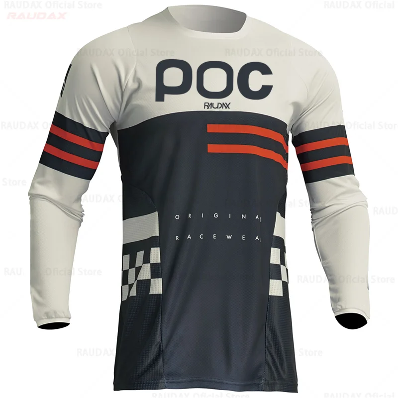 RAUDAX POC 2023 Men Cycling Motocross Jersey Downhil Mountain Bike DH Shirt MX Motorcycle Clothing Ropa for Boys MTB T-Shirts