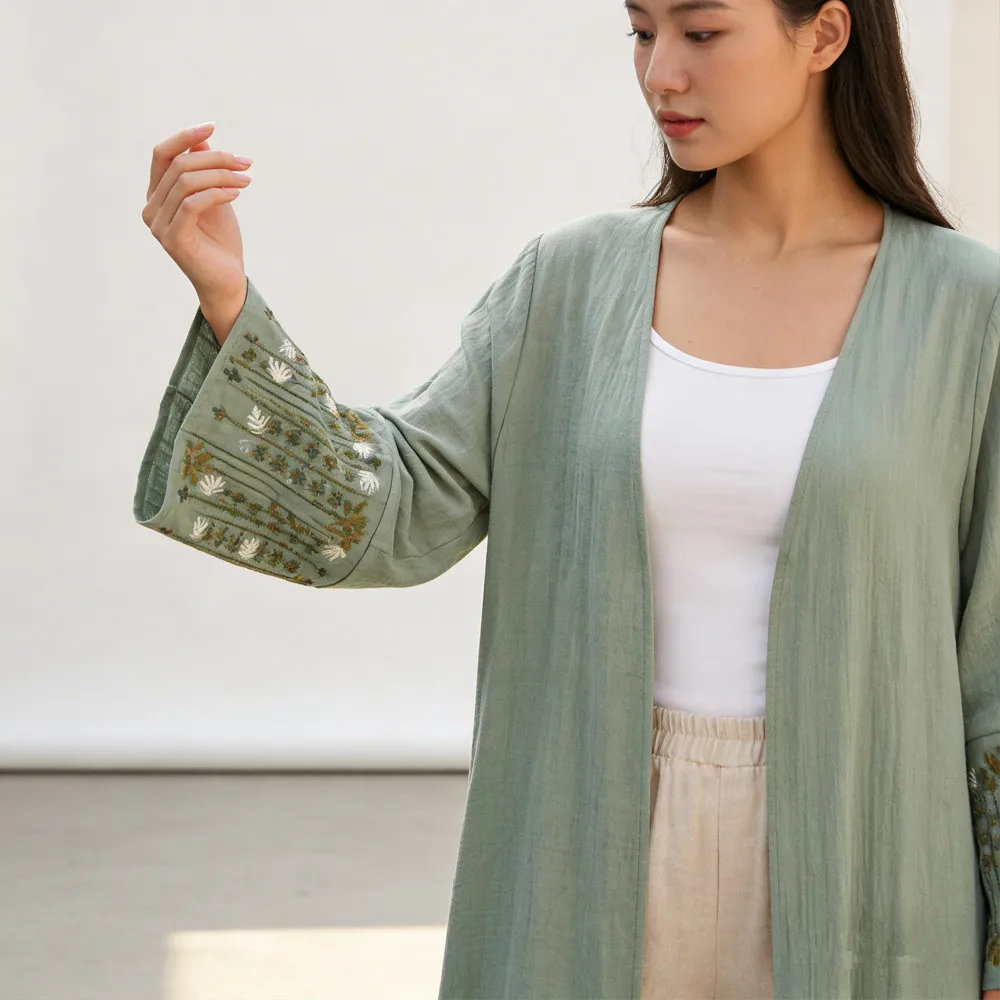 Eid Ramadan Kimono Ricamo Abaya Abito musulmano Donna Dubai Caftano Cardigan Islam Abbigliamento Turchia Caftano Robe Kebaya Jalabiya