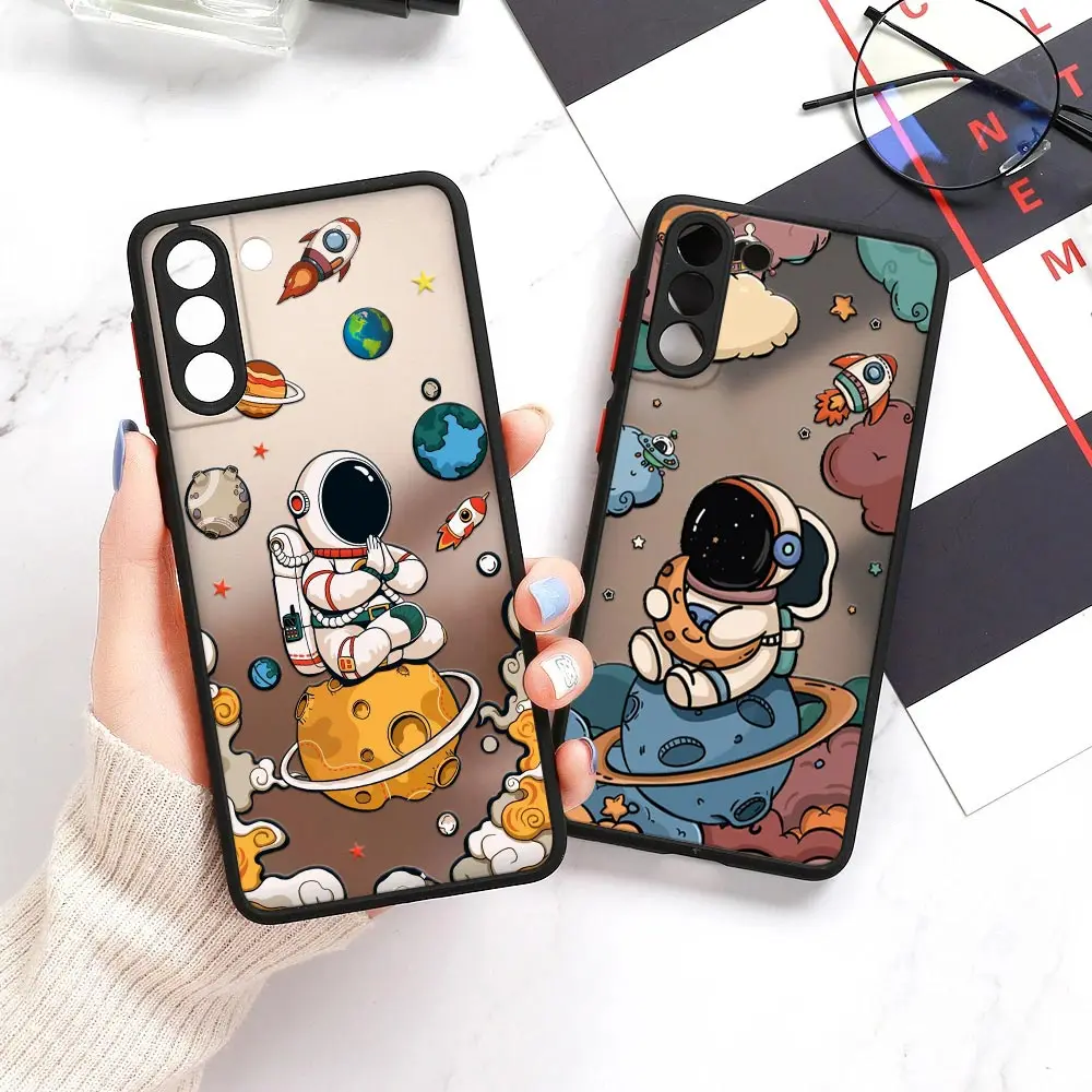 Чехол для Samsung Galaxy S23/S22, Ультратонкий матовый чехол с рисунком астронавта S23, S20, S21, FE Plus, S10 Lite, S24