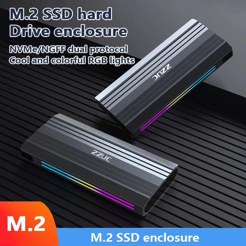 M18 M2 External Hard Drive Enclosure 5G/10GB Dual-Protocol NVME/SDD Type-C Solid-State Mobile Drive Case for USB-C Devices
