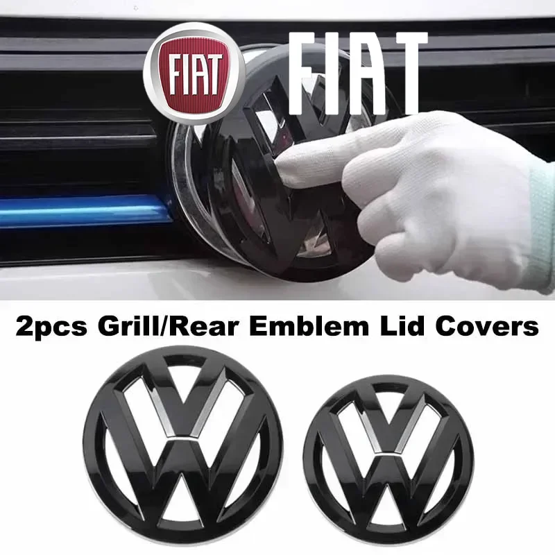 

2Pcs Front Grill&Rear Emblem Lid Covers Logo Stickers for Volkswagen VW POLO Golf 4-8 MK4-MK8 Sportvan Upgrade Your Car's Looks!