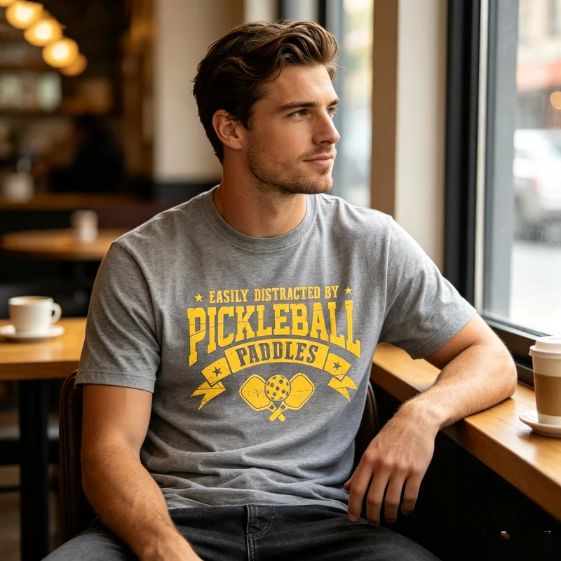 Pickleball Paddles T-Shirt Easily Distracted by Funny Sport Lover Gift Men Women Casual Cotton Tee Streetwear Player Life Fun
