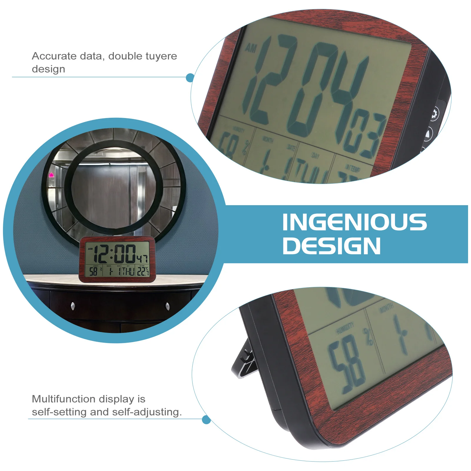 

Electronic Perpetual Calendar Clock Large Display Multi-Function Alarm Temperature Humidity Digital Wall Hanging Clock For Home