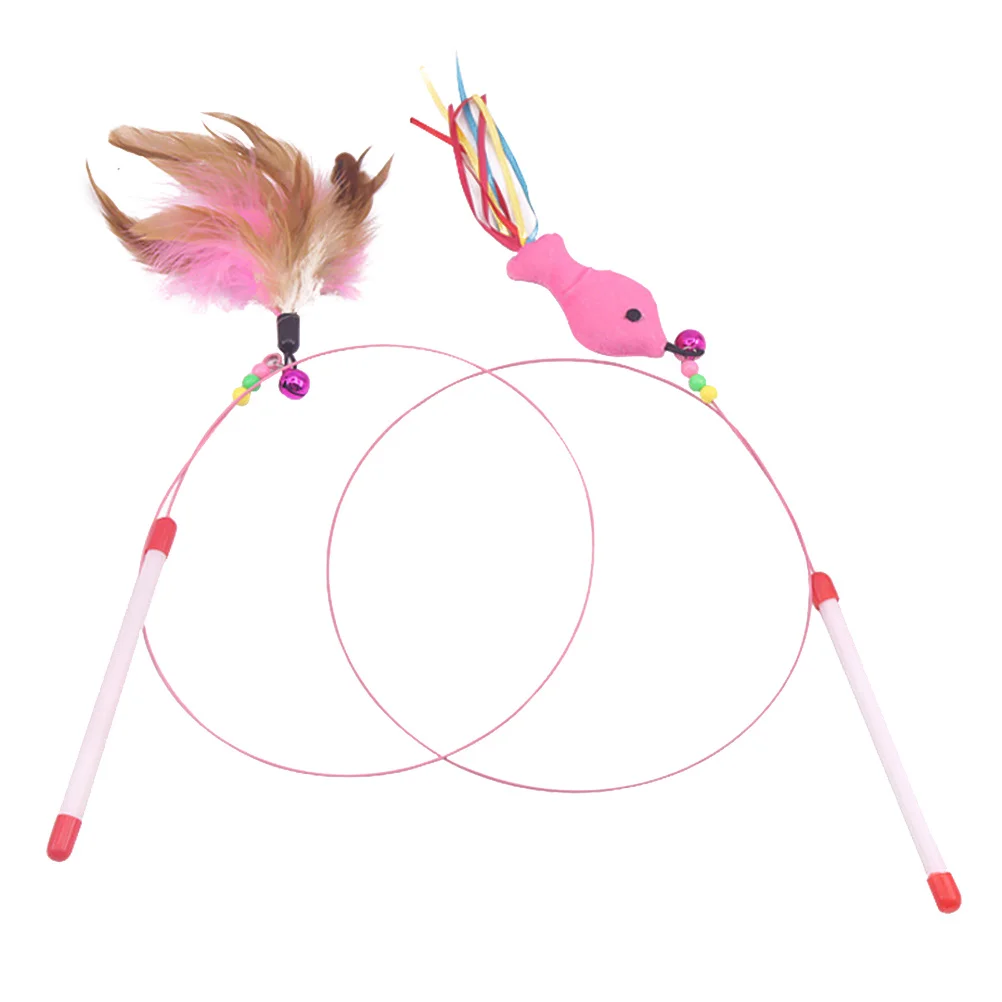 

2Pcs Cat Teaser Sticks Fish Design Interactive Poles Funny Kitten Activity Fishing Teaser Funny Cat Toy