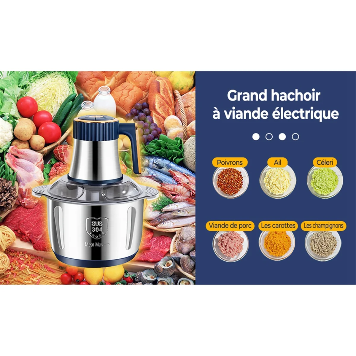 เครื่องบดเนื้อไฟฟ้า 5L เครื่องบดอาหารมัลติฟังก์ชั่ผักผลไม้อาหาร Chopper เครื่องครัว US Plug
