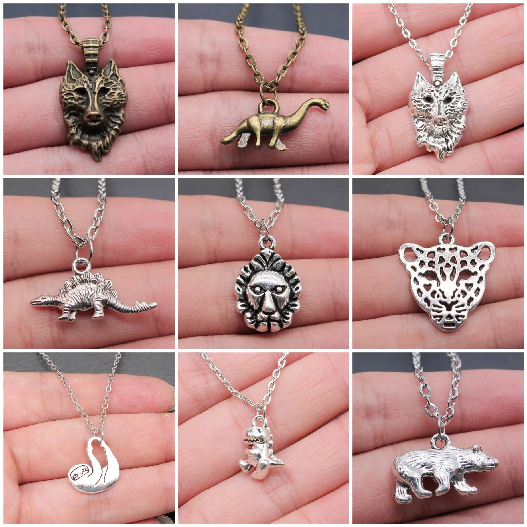 Wolf Leopard Jungle Animal Punk Pendant Necklaces For Women Men Charm Pendant Fashion Jewelry Gift