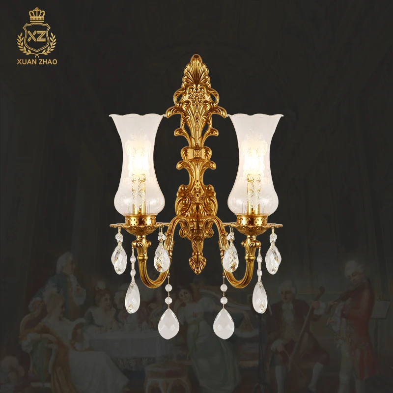 French Classic Baroque Luxury Lights Bronze Sconce Copper Light Palace Antique Brass Wall Lamp High End Lighting