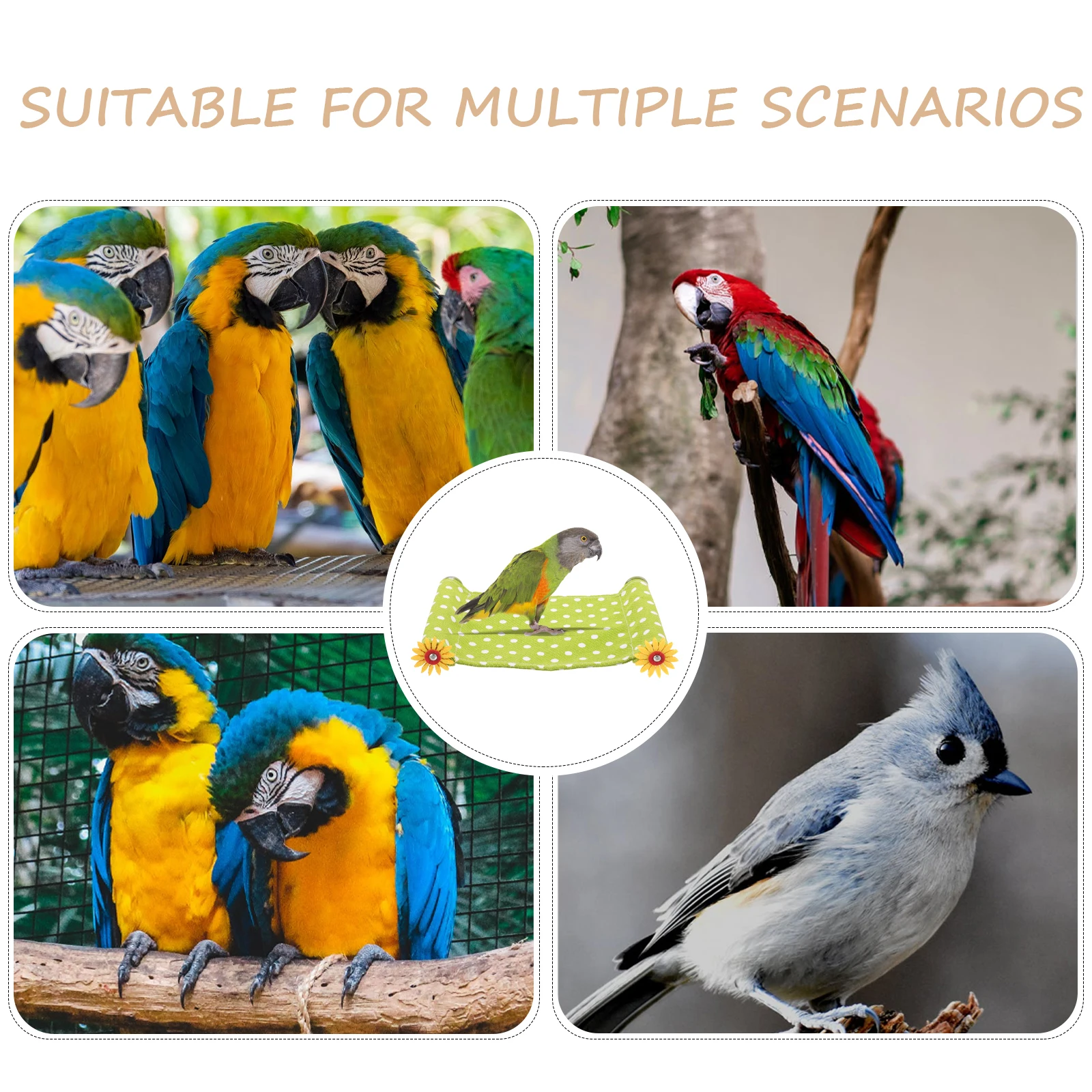 

Bird Hammock Bed Parakeet Nest Cradle Cage Wooden Accessories Comfortable Resting Place For Parrots Play Hide Sleep Cleanable