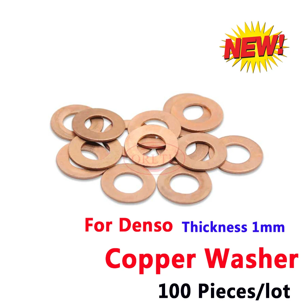 ORLTL 100PCS Fuel Injector Copper Washers F00VC17504 Diesel Nozzle Shims F00VC17503 F00VC17505 for BOSCH Delphi Denso Auto