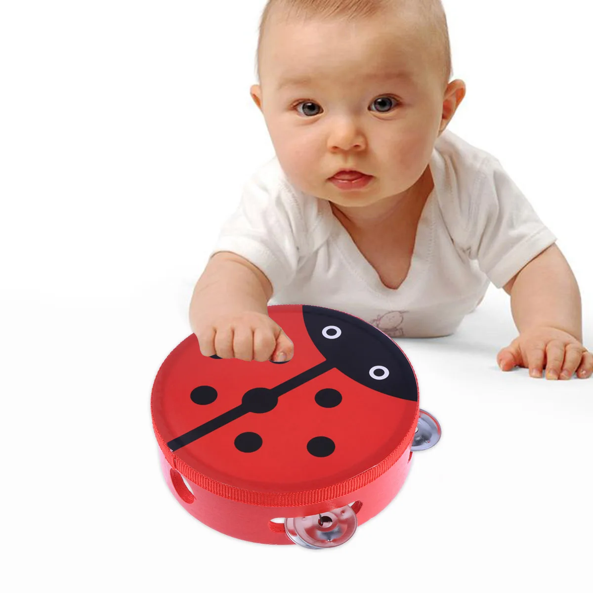 

Wooden Tambourine Kids Musical Instrument Hand Coordination Rainbow Design Children Music Early Learning Instruments