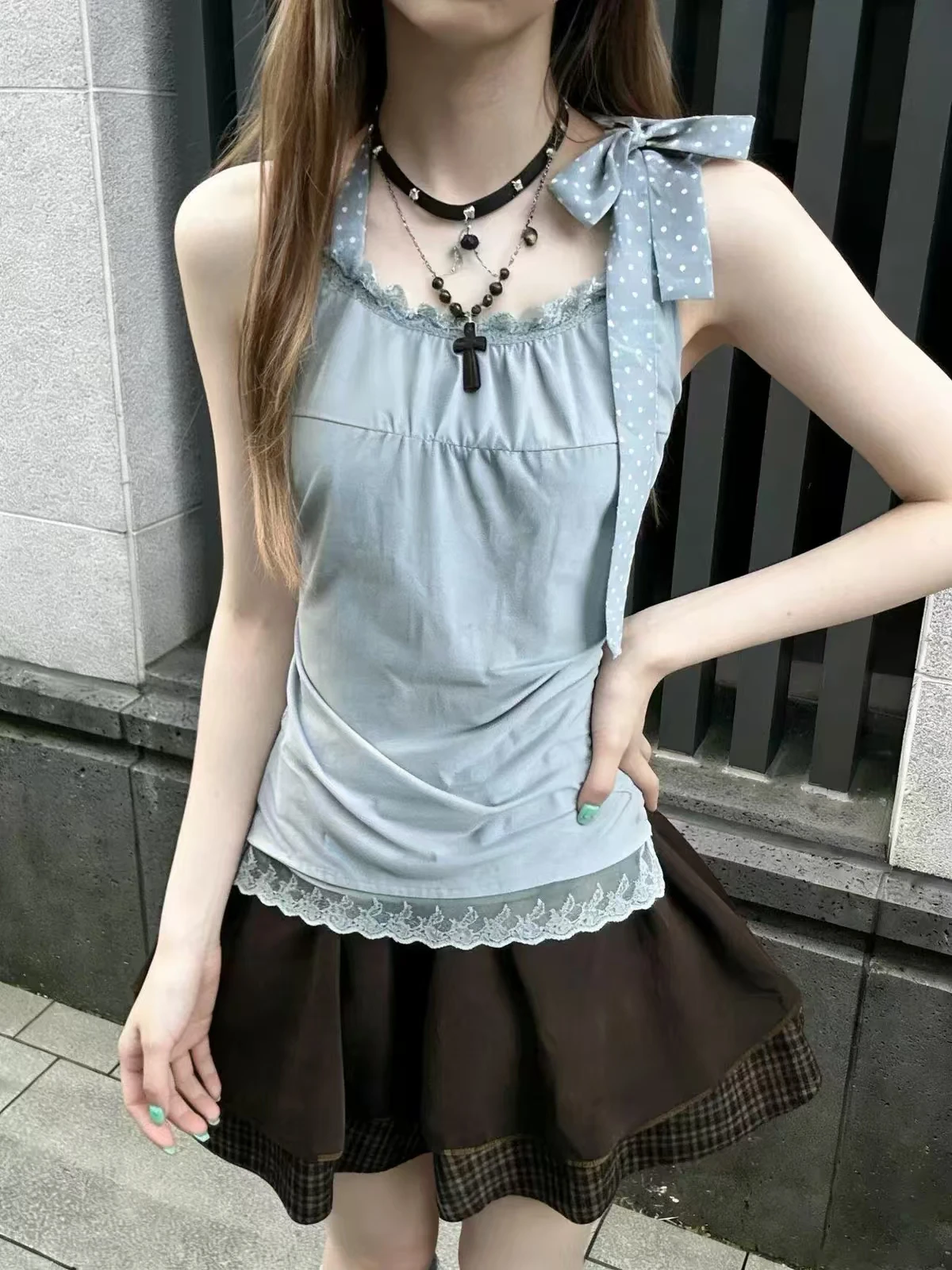 Vintage Fashion Pieces - แฟชั่นเกาหลี Y2K วินเทจ ชุดเซ็ต 2 ชิ้น