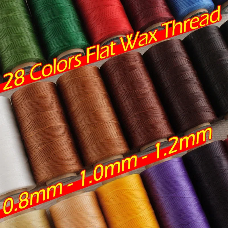 Polyester Flat Wax Thread 150D-300D /0.8-1.2mm, 135m-270m Multi-purpose Thread, Hand Sewn Leather Projects and Handicrafts