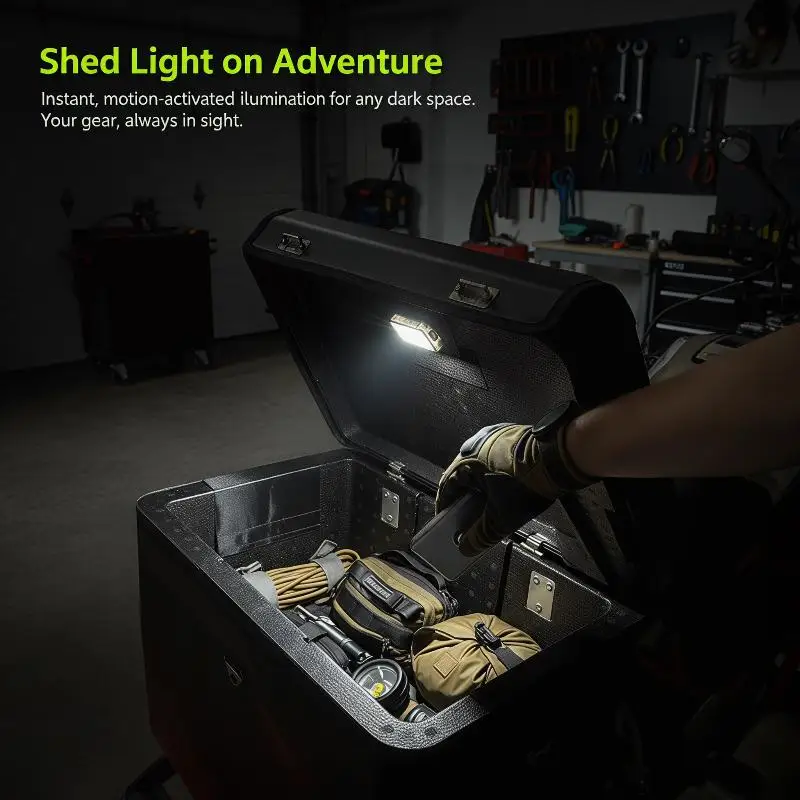Motorcycle Locomotive Box Dustproof Waterproof LED Sensor Light for Outdoor Fishing Camping Hiking Night Use