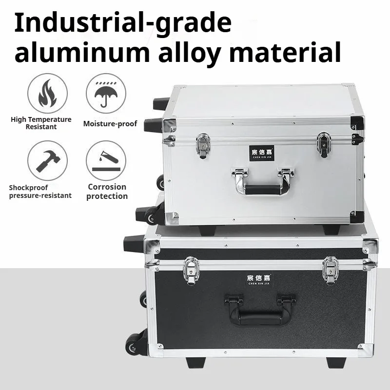 Wheeled Aluminum Alloy Tool Case Portable Travel Shockproof Equipment Case Precision Instruments Storage Tools Packaging
