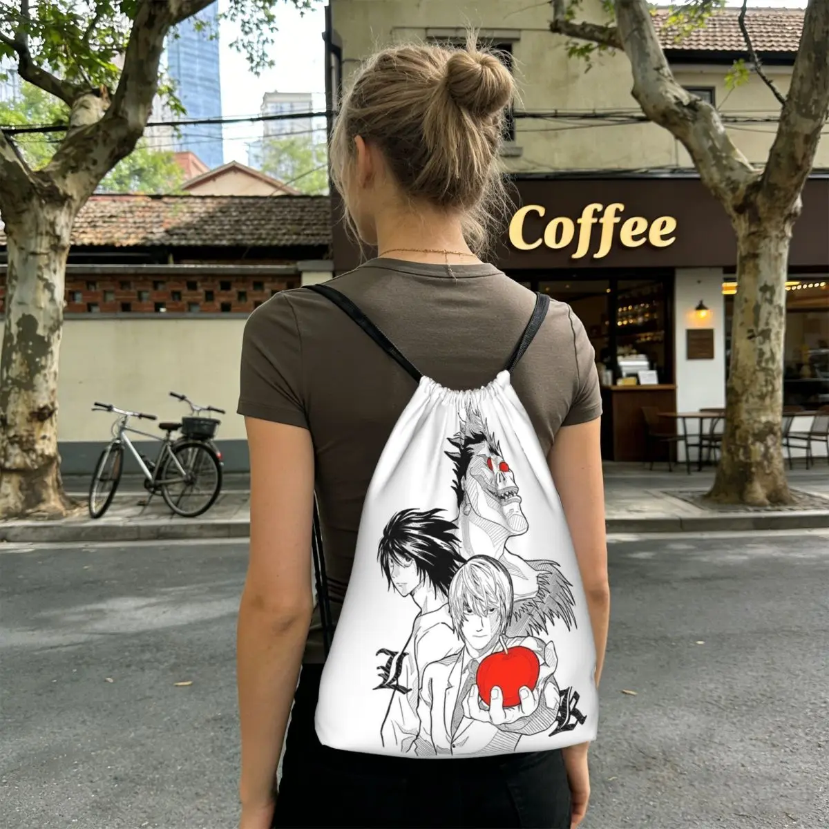 Death Book Death Note Anime Backpacks Portable Drawstring Bundle Pocket Sports Bag Book Bags for Travel Students