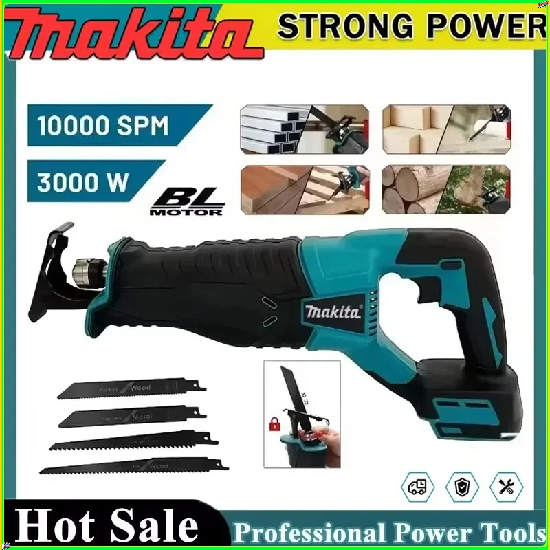 

Makita Brushless Reciprocating Saw Reciprocating Saw Portable Cordless Power Tools With 4pcs Saw Blades For 18V 20V Battery