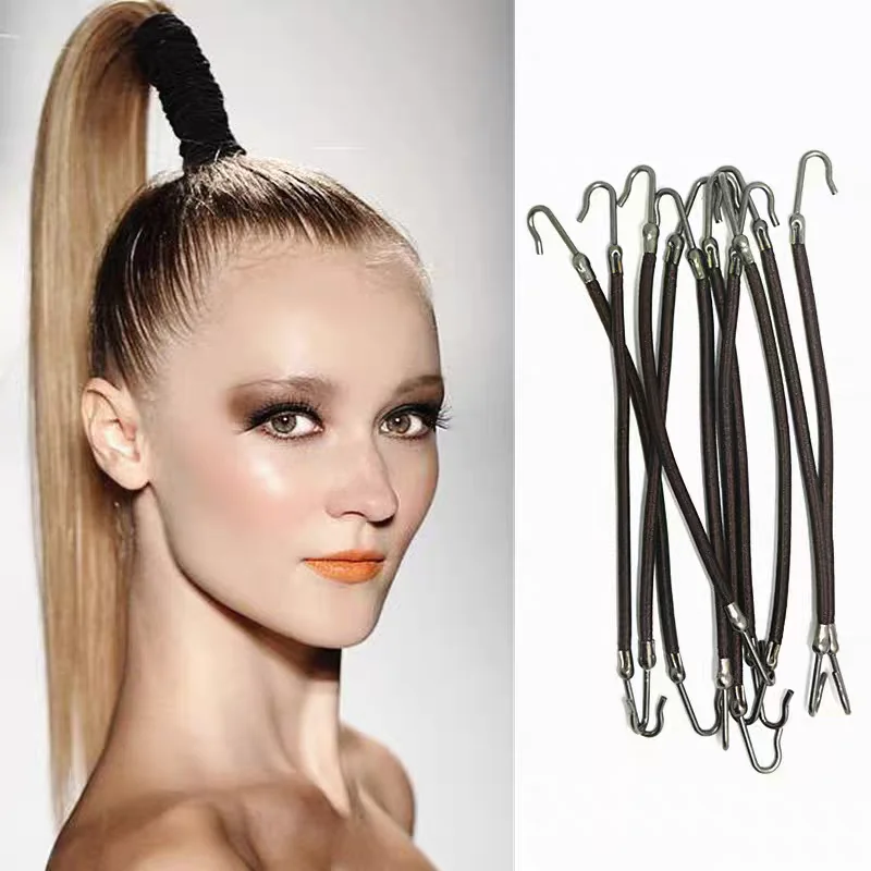 15pcs Tail Rubber Elastic Hook Hair Bands For Women Gum Hook Holder Bungee Bands Hair Ties Hair Accessories Trendy Latin Dance