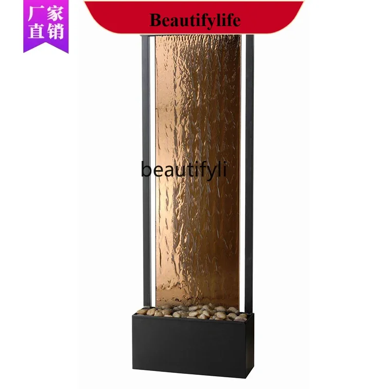 European-style running water fountain, water curtain wall, living room floor ornament, water feature wall screen  H