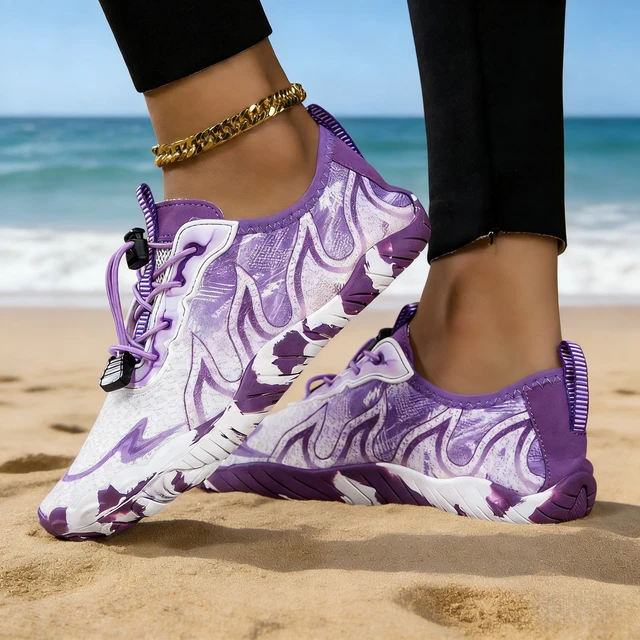 Women Quick Dry Barefoot Water Shoes, Gradient Print Breathable Aqua Sneakers, Non Slip Lightweight Swim Surfing Footwear for Beach Snorkeling River Walking Yoga 4