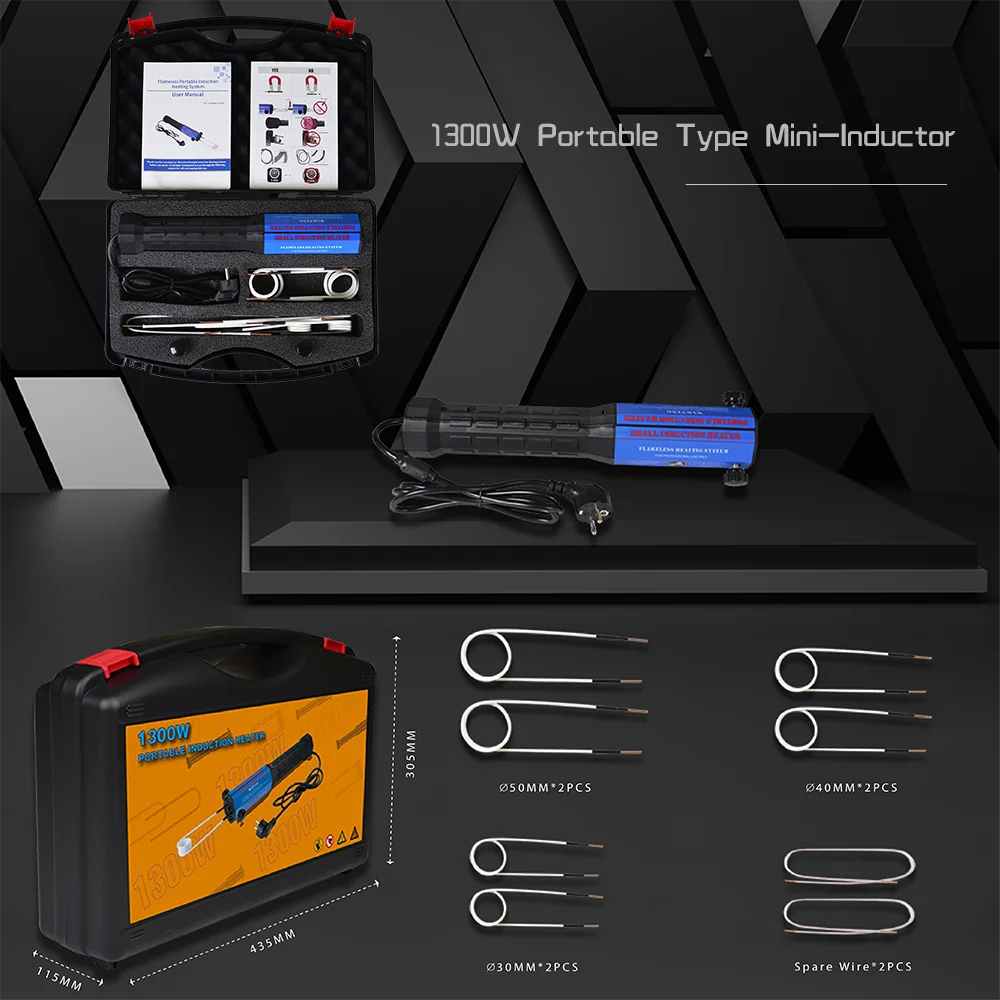 Kit riscaldatore a induzione da 1300 W Automotive 110 V/220 V Strumento di riparazione auto per macchina di riscaldamento a induzione di calore senza fiamma con 8/10 bobine