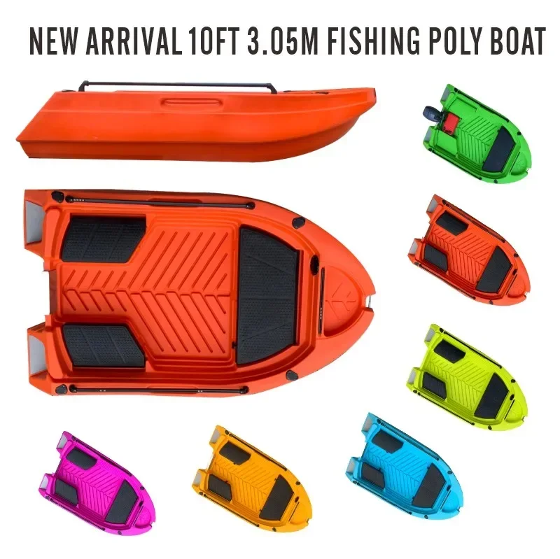 Fishing Boat 10ft 3.05m Lure Boat with Electric Motor Fishing Motorised Kayak Plastic Skiff Outdoor Water Sports Equipment 2024