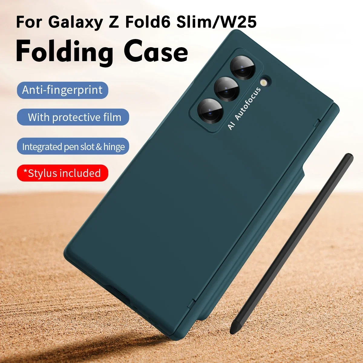 with Touch Pen For Samsung Galaxy Z Fold 7 6 5 4 3 2 5G Case Hinge Pen Slot Front Screen Glass Protect Capa Z Fold 2 3 4 5 Cover