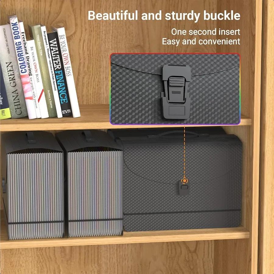 25 Pockets Expanding File FoldersPortable Accordian File Organizer Expandable File Folder Bill Paper Document Organizer Plastic