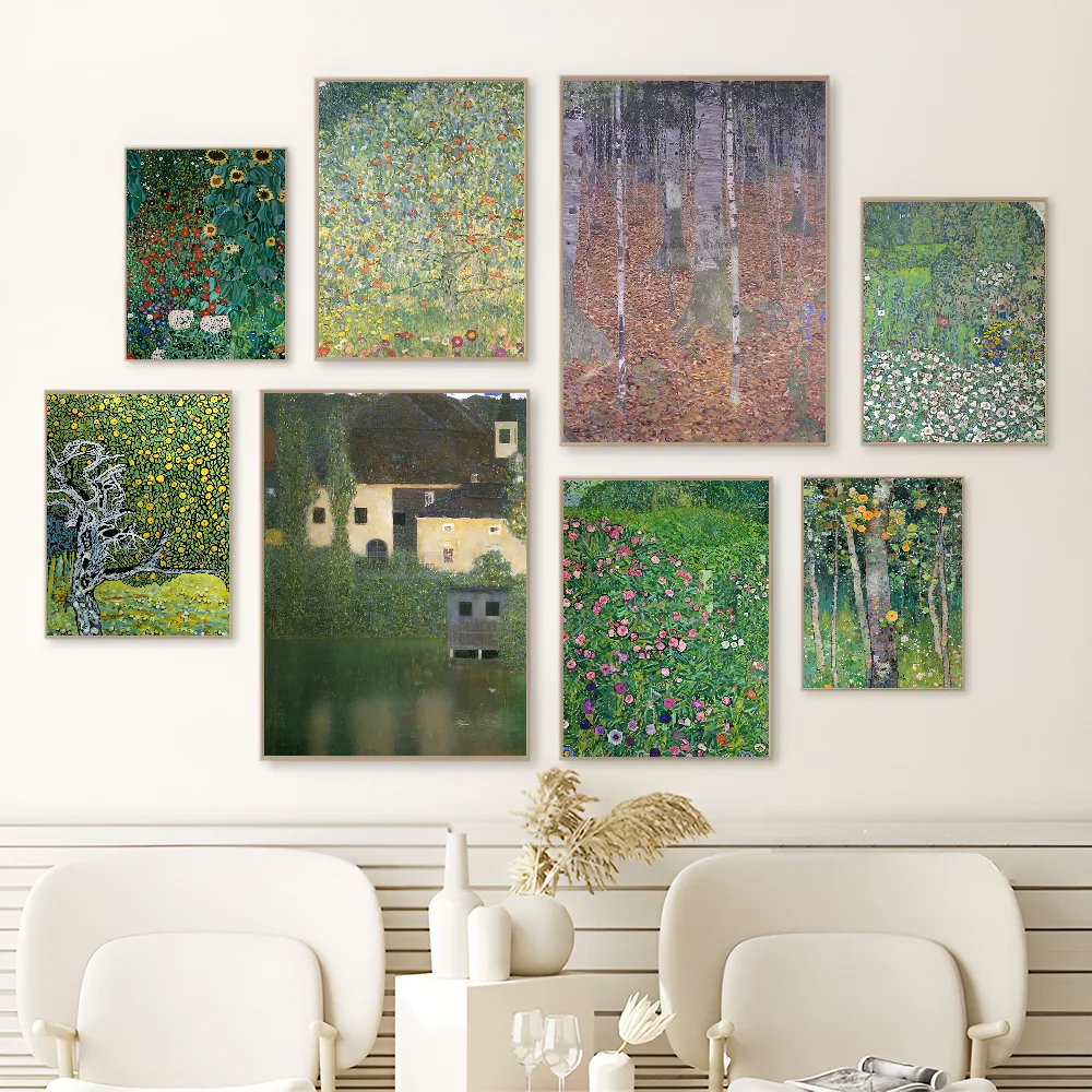 Classics Symbolism Gustav Klimt Vienna Secession Garden Classic Movie Posters Vintage Room Bar Cafe Decor Nordic Home Decor