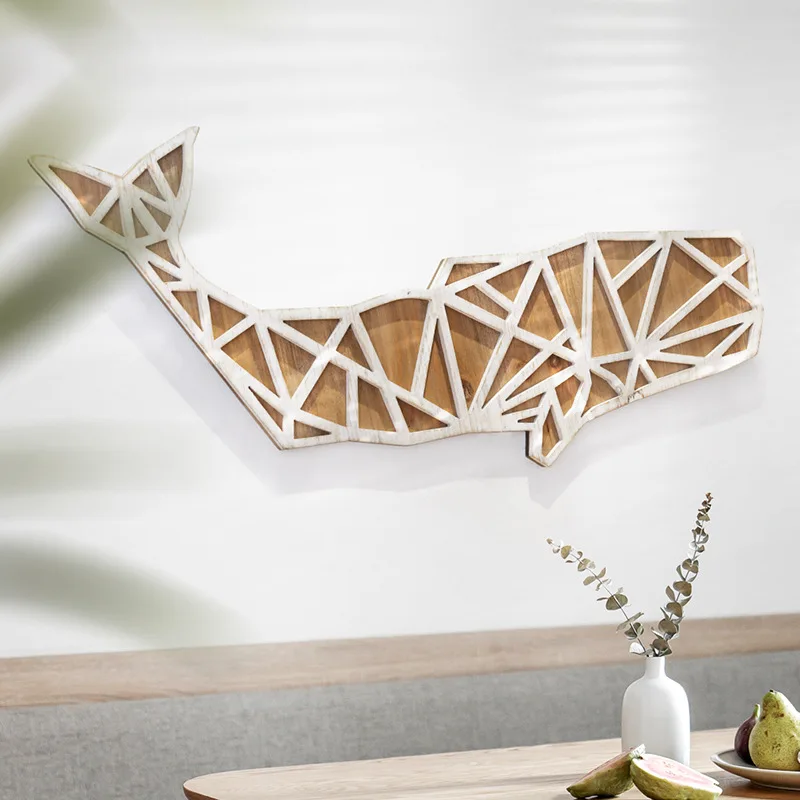 Mediterranean creative whale living room TV background wall decoration dining room wall pendant