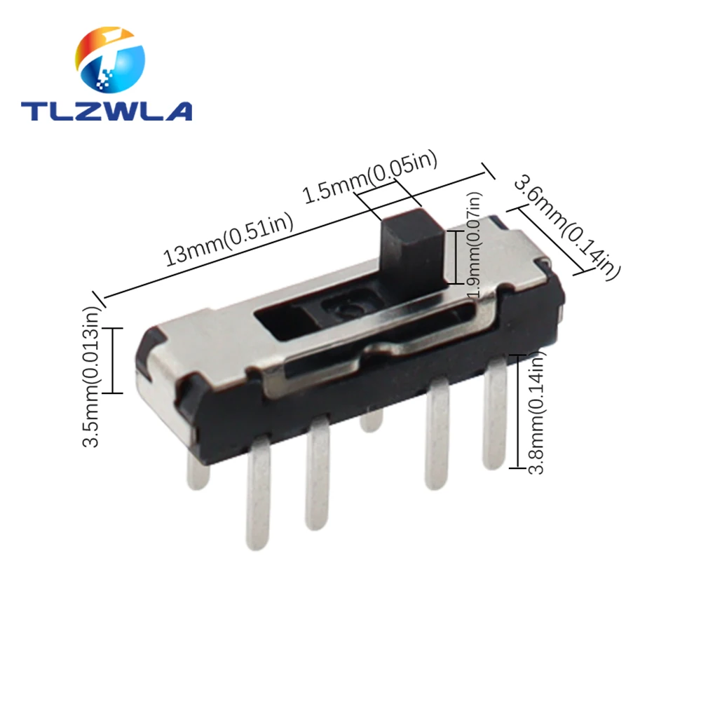 10PCS Slide Switch Micro-power Toggle Switch Single and Double-row Direct-inserted Horizontal Sliding Second Gear Third Gear