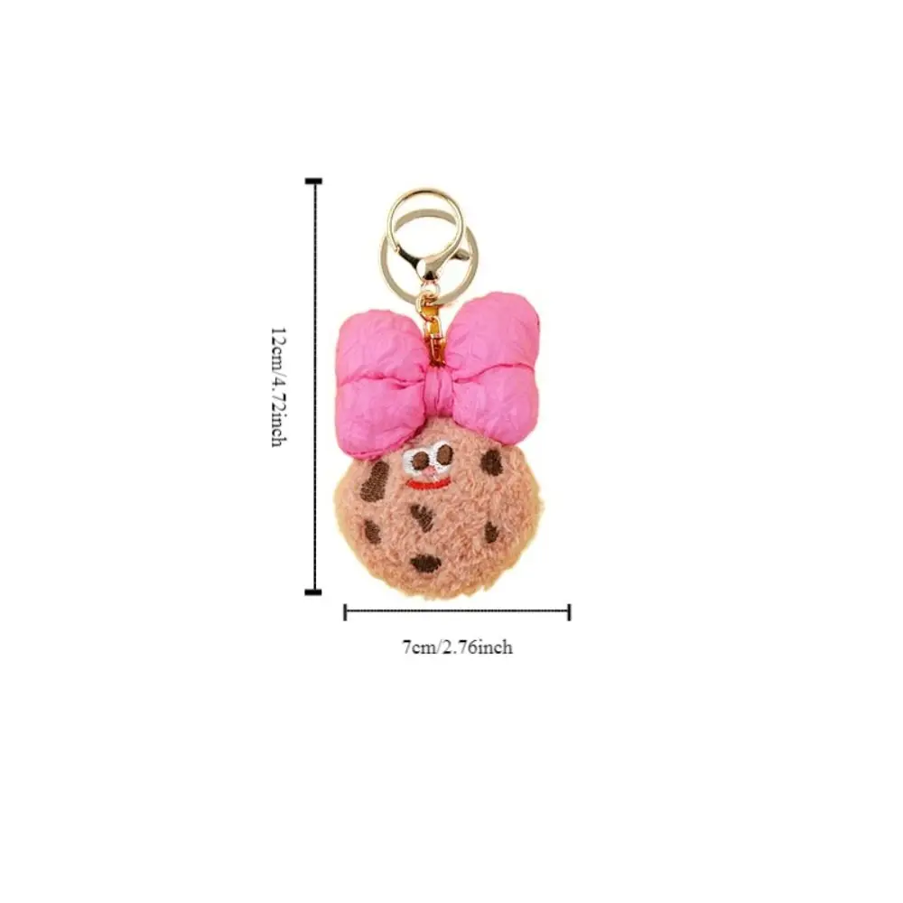 Porte-clés pendentif beurre pour sac à dos, joli porte-clés cookie, nœud mignon en peluche