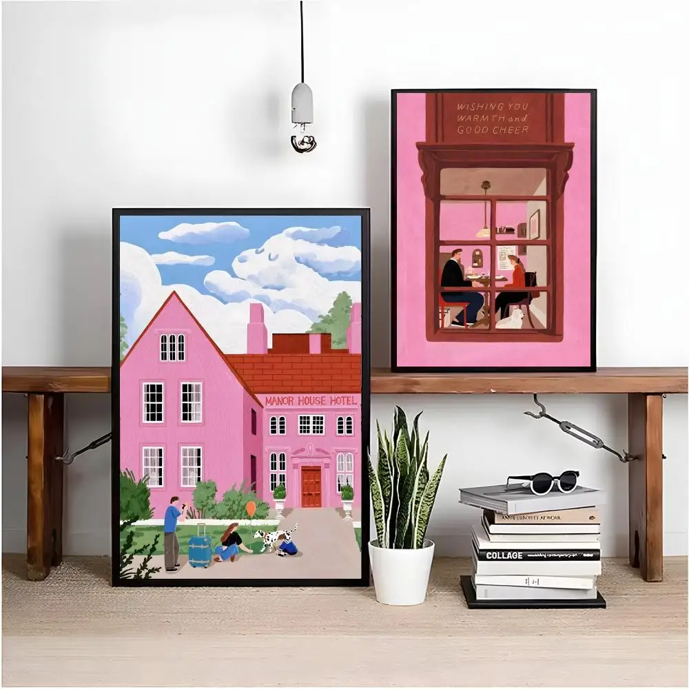 Happy pink bubble illustration Cool Poster Prints Creative Space Design Boys Bedroom Decor Poster